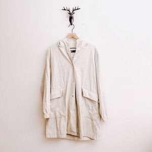 ZARA Women's Beige Hooded Trench Coat Size XL